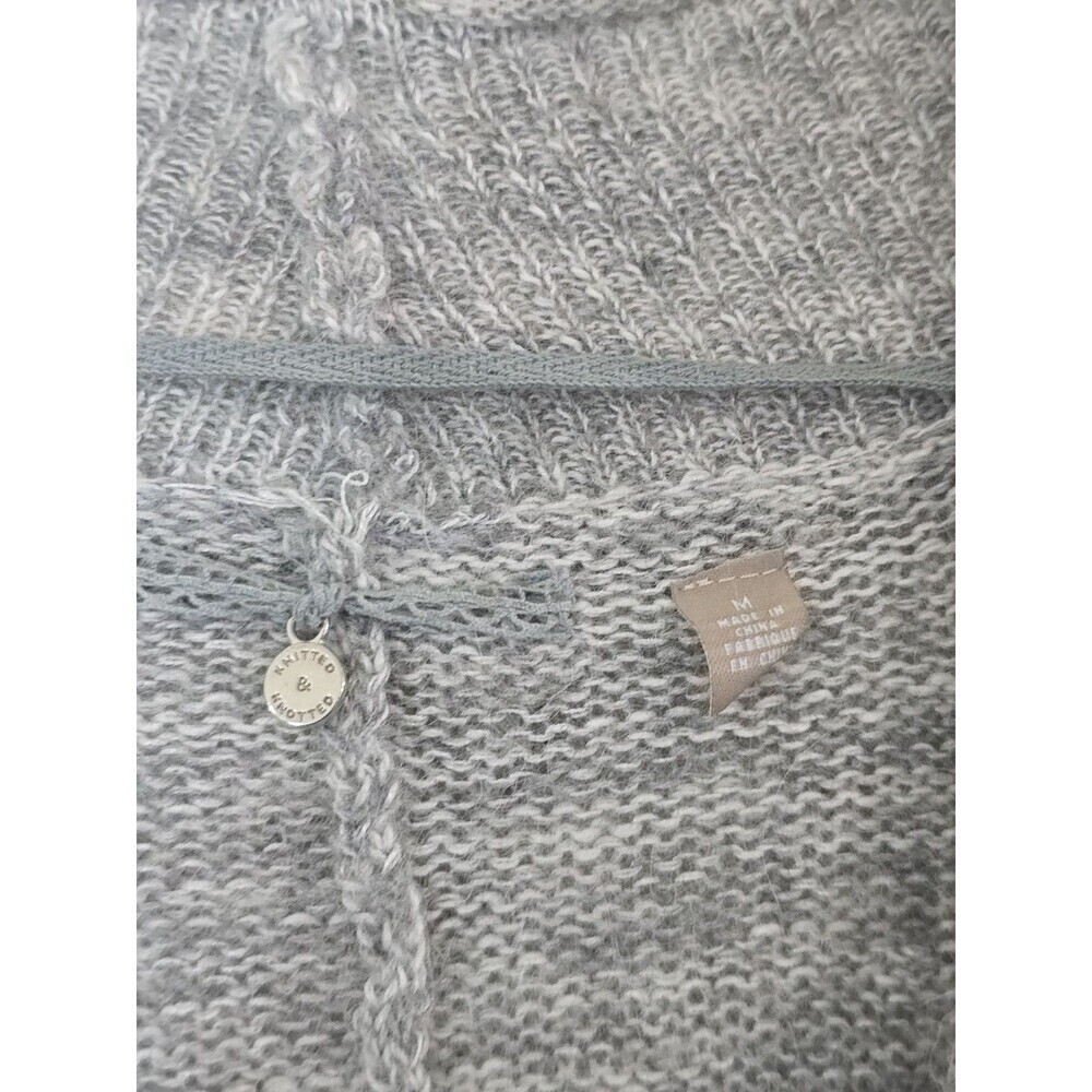 Anthropologie Knit & Knotted Alpaca Wool Blend Wrap Cardigan Gray Womens M - Picture 11 of 16